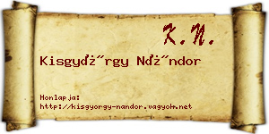 Kisgyörgy Nándor névjegykártya