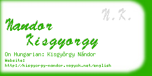 nandor kisgyorgy business card
